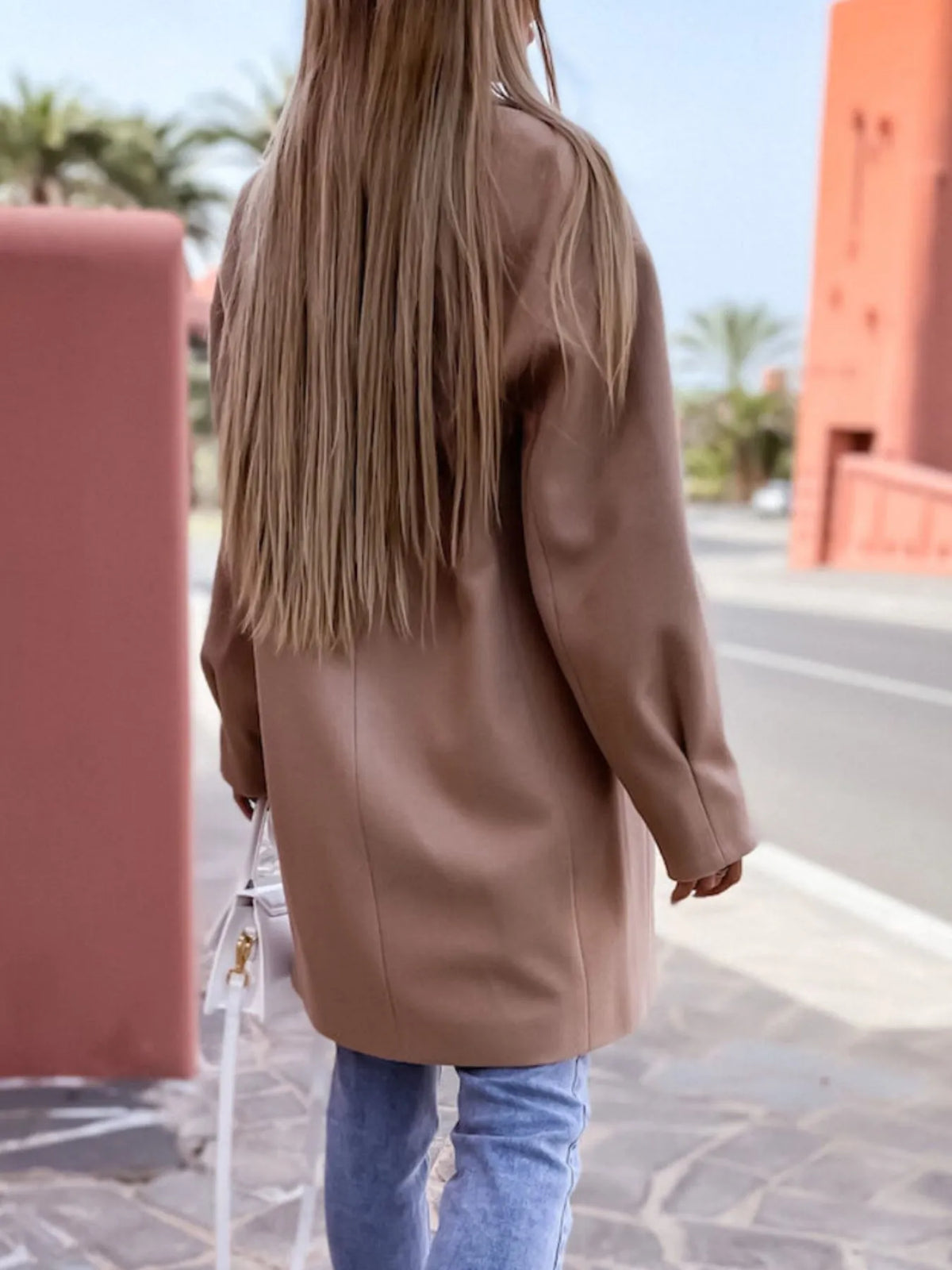 Full Size Double-Breasted Wool Coat Plus Size