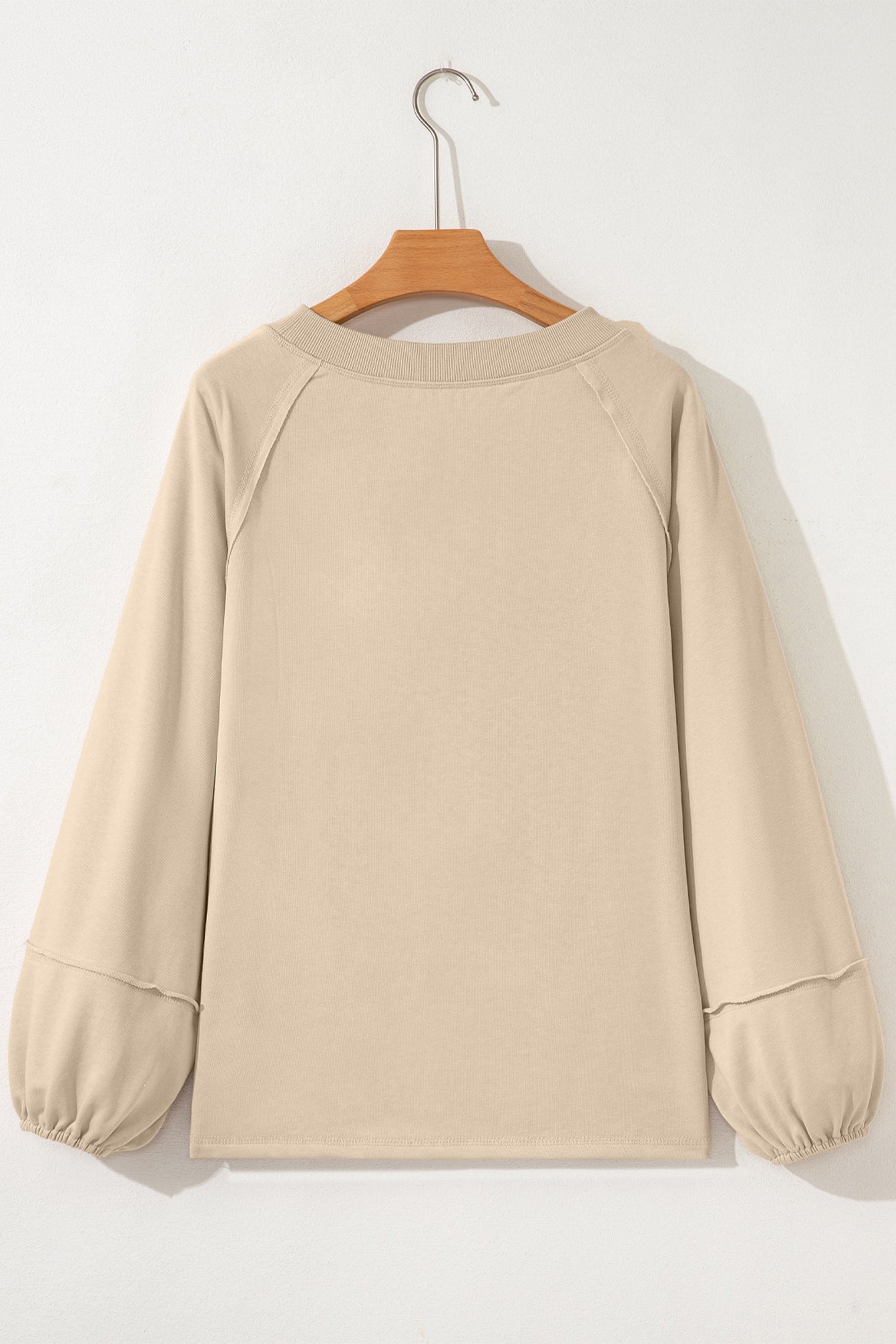 Sudadera holgada patchwork con costura sin rematar color beige liso