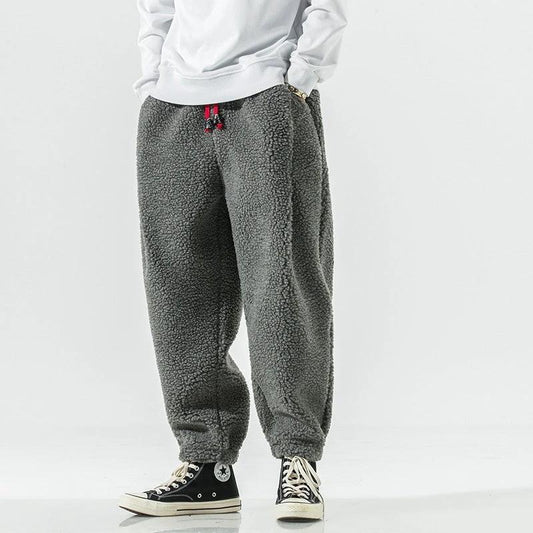 Pantalones Harem de Felpa Cálidos de Lana de Cordero para Hombre