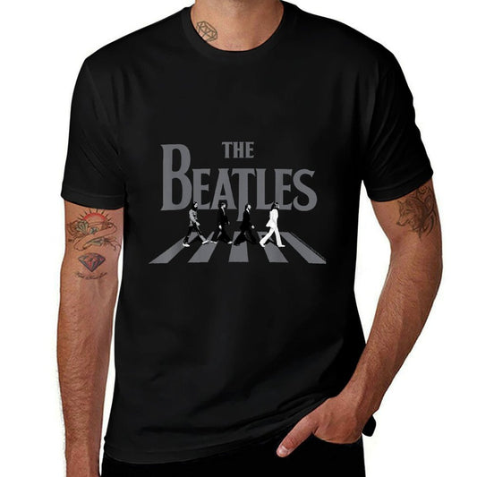 Camiseta resistente a las arrugas con la portada del álbum Abbey Road de The Beatles en escala de grises