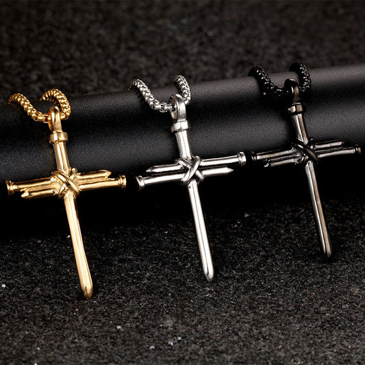 Men’s Steel Cross Pendant Necklace
