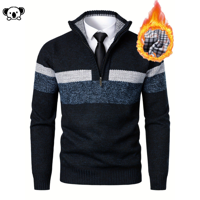 Men's Fleece-lined Mock-neck Sweater