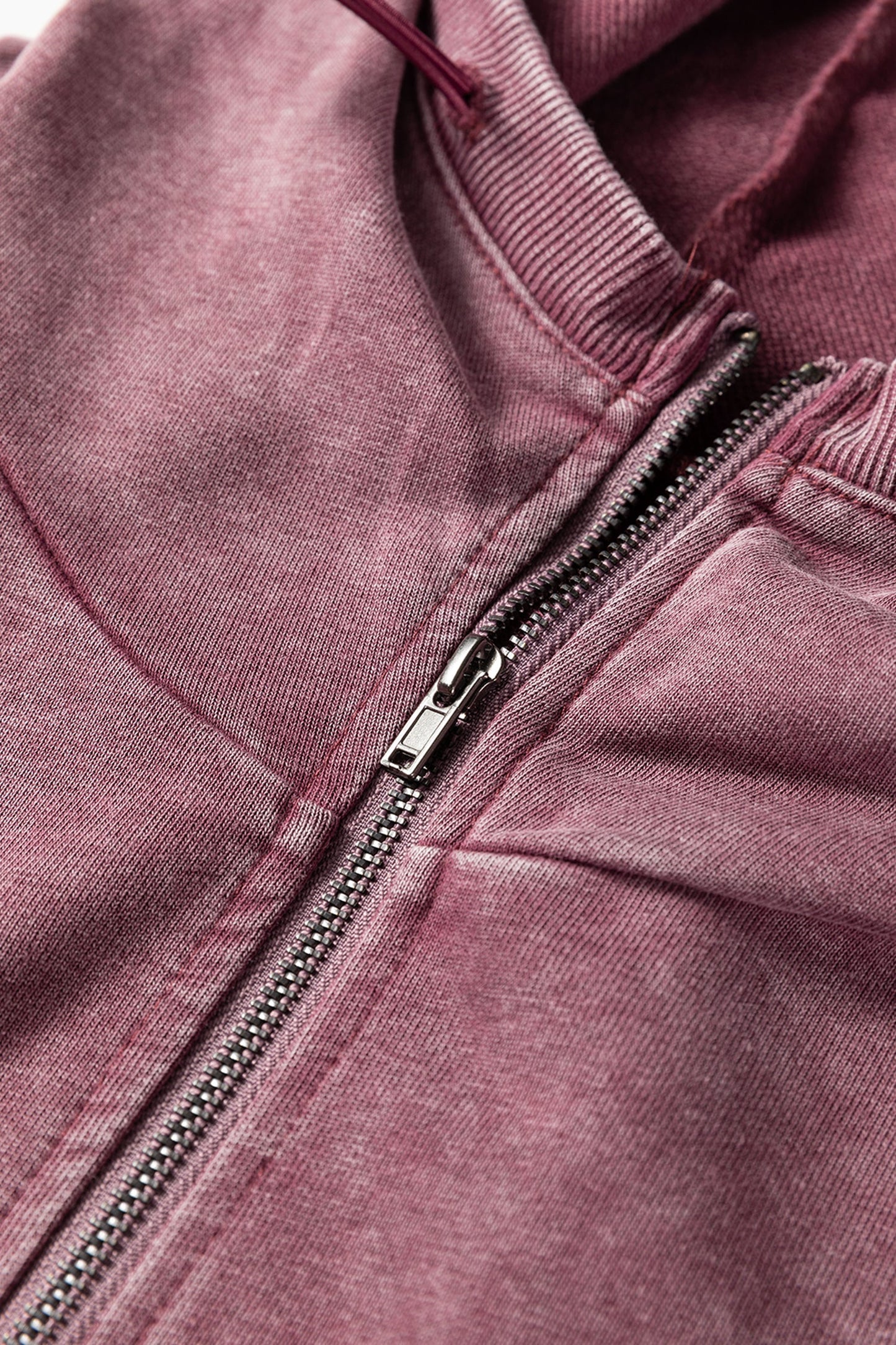 Sudadera con capucha holgada de lavado mineral con medio cierre y bolsillo canguro, negra