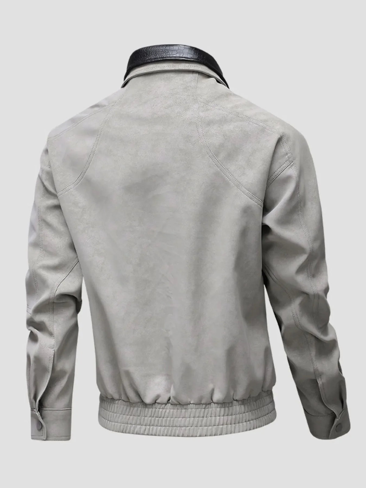 Men's Plus Size Leather Bomber Jacket with Full Zip Front