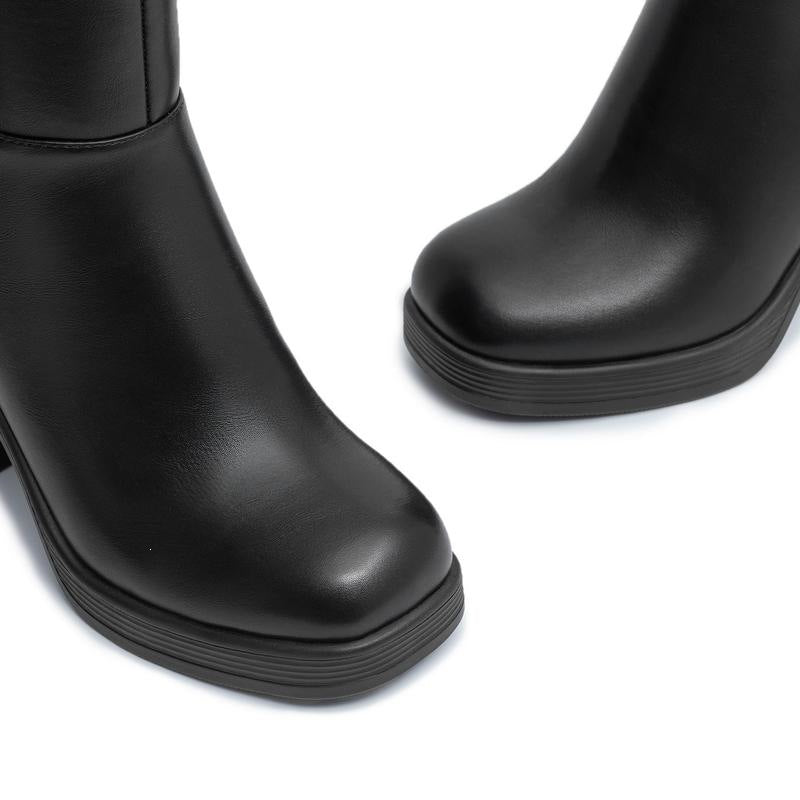 Womens Casual Chunky-heel Short Boots With A Thick Sole