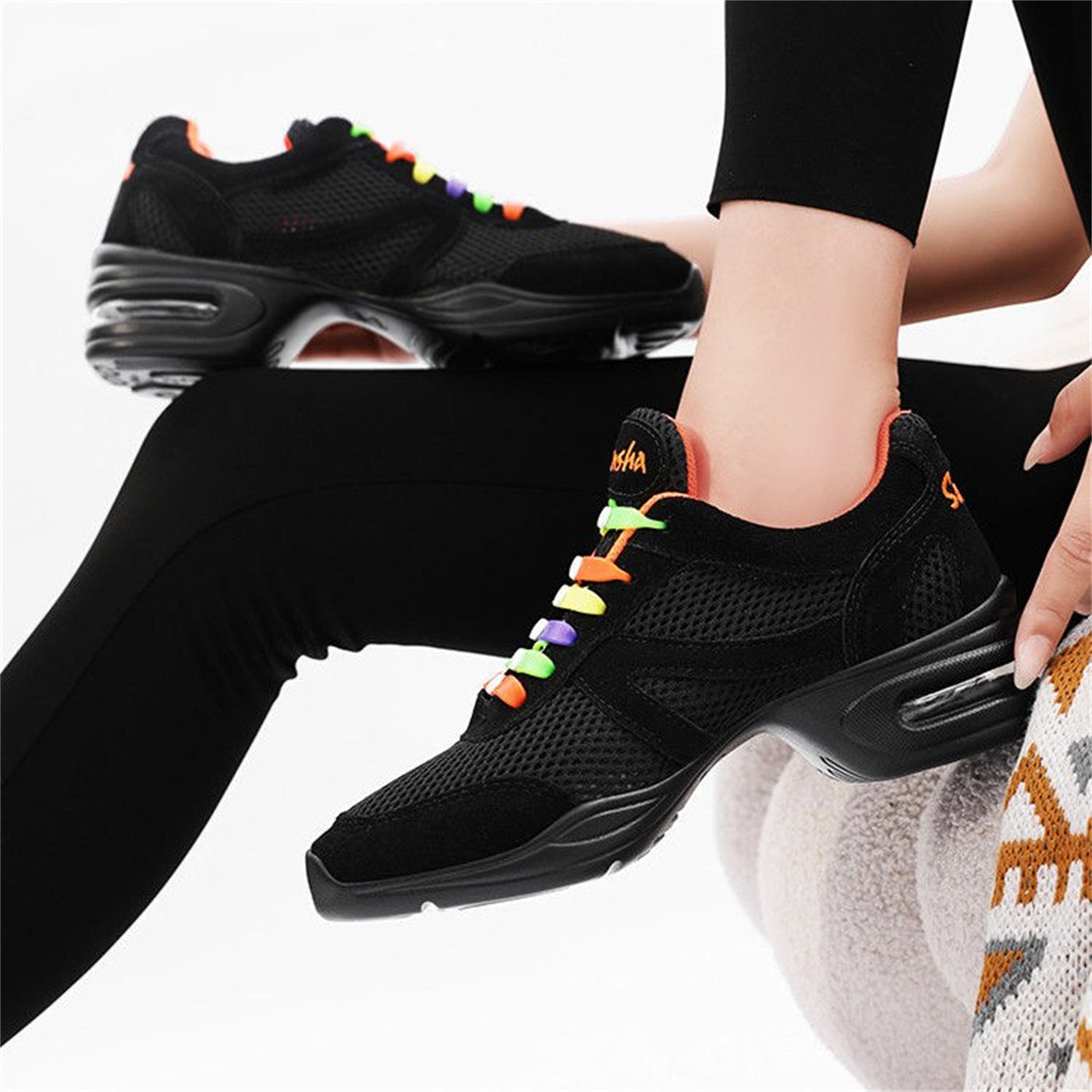 Zapatos de baile moderno de malla con cámara de aire para mujer - Estilo sin cordones
