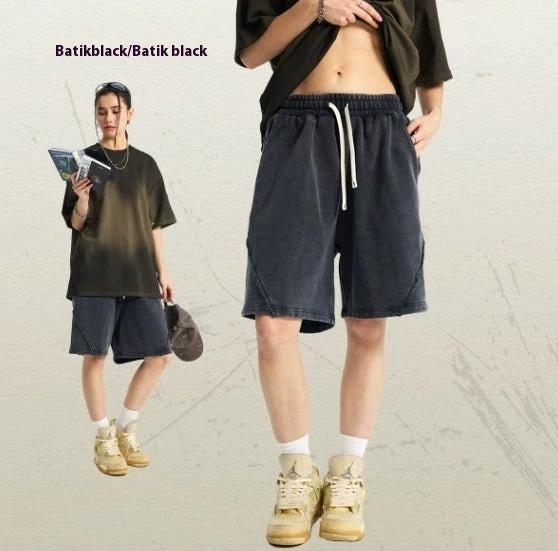 Batik Washed Patch Craft Retro Heavy Men's Trendy Shorts