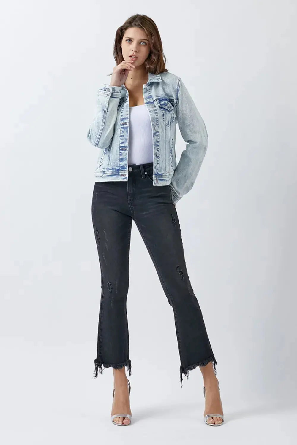 Women's Denim Jackets Women's Denim Jacket - Button Up Washed - Everyday Style