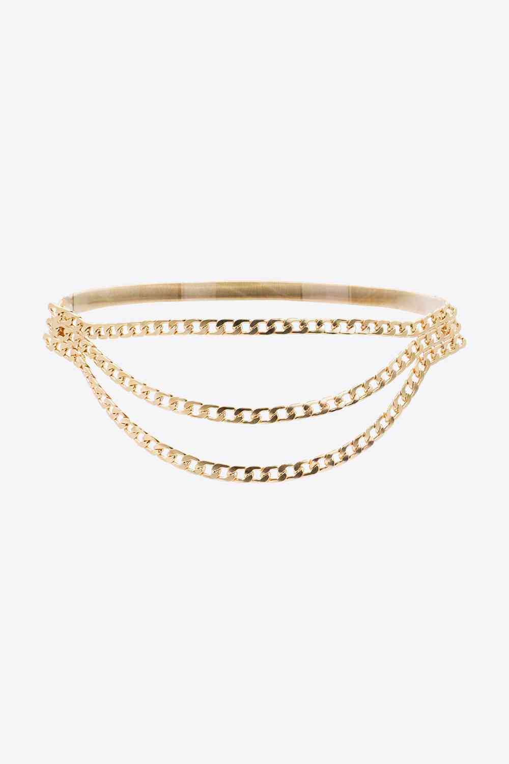GlamourStyle Metal Triple-Layered Chain Belt – Eye-Catching Fashion Accessory See size chart under “more details”