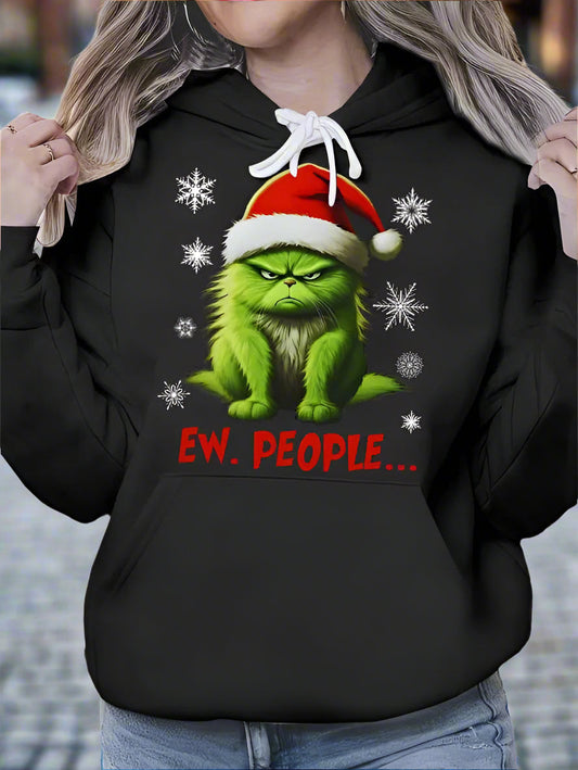 Sudadera con capucha divertida de gato navideño