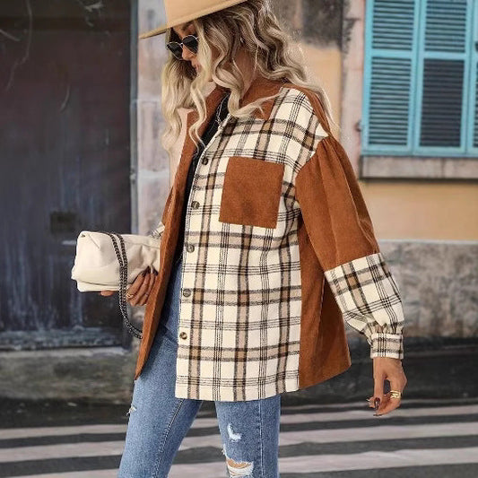 Plus Size Vintage Jacket Plaid Jacket Long-sleeved Lapel Shirt See size chart under “more details”