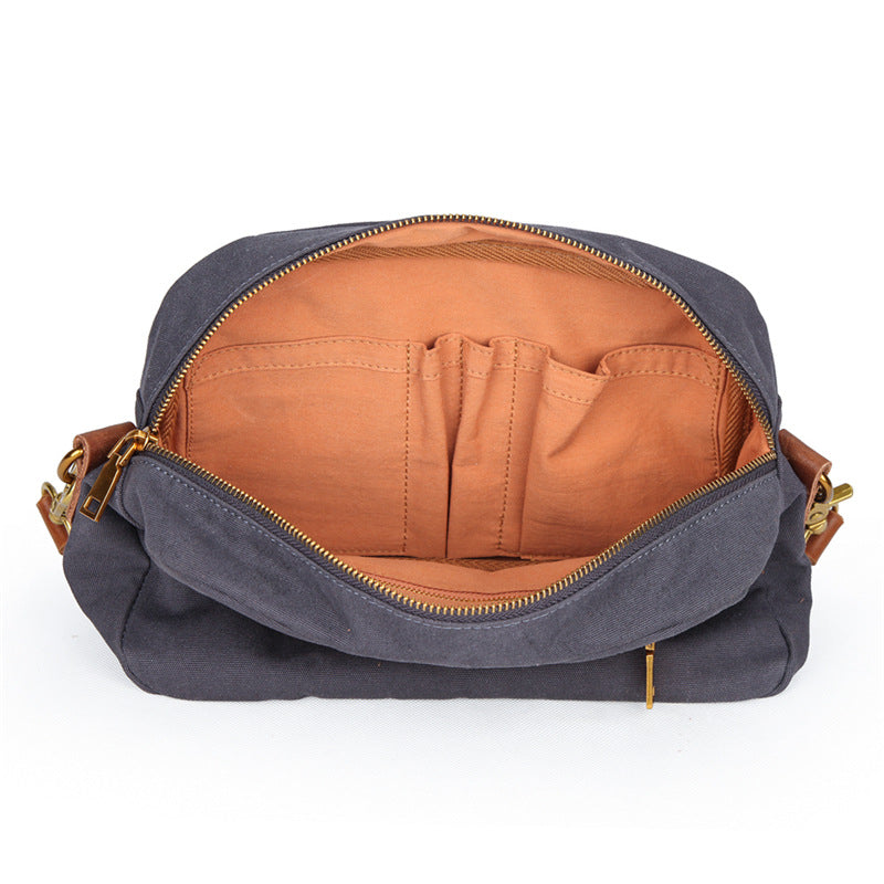 Color Blocked Retro Canvas Crossbody Bag