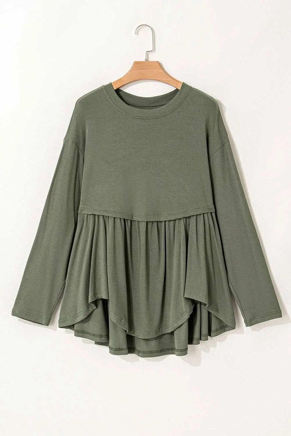 Sweaters Love Salve Mist Green Plus Size Women's Babydoll Top: Comfy & Fashionable