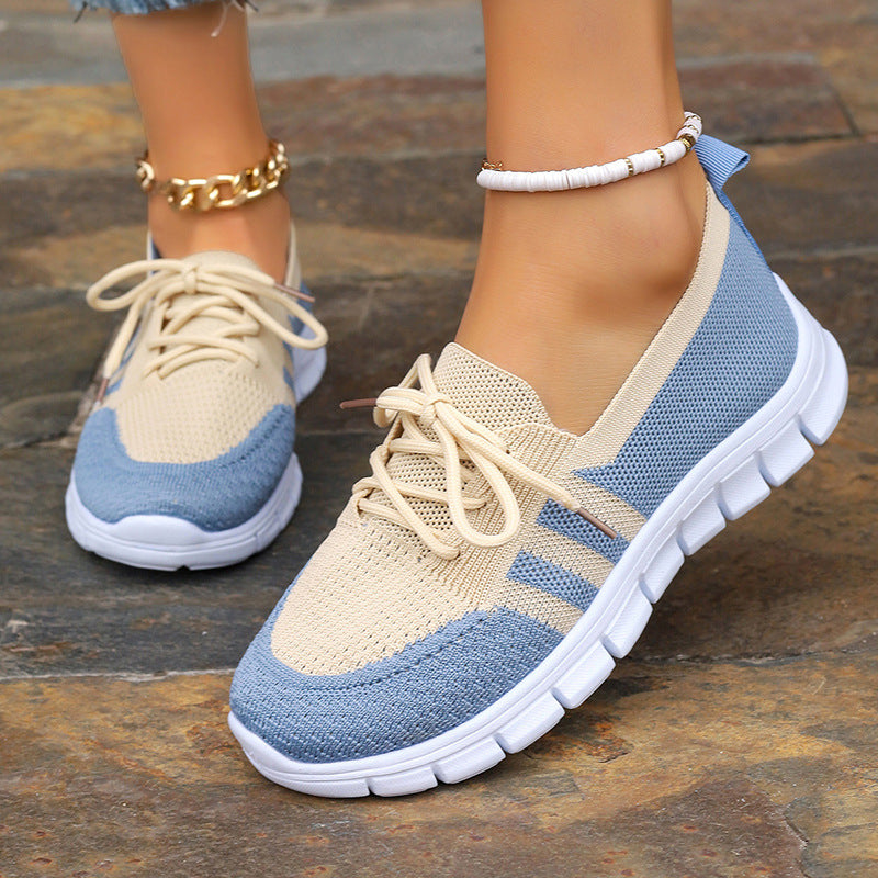 Women's Fly Woven Mesh Casual Lace-Up Flats
