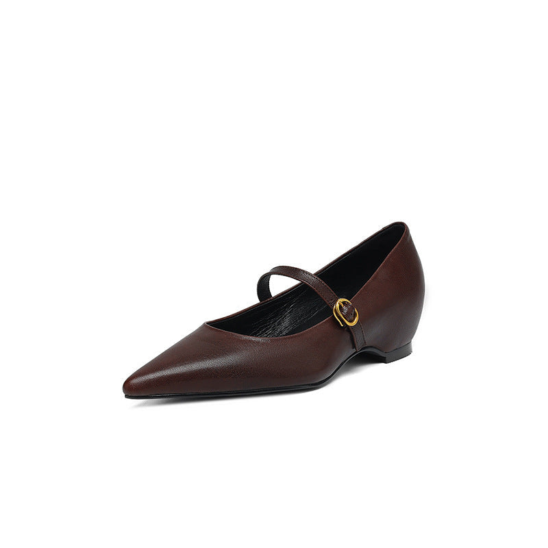 Women's French Retro Pointed-Toe Mary Jane Heels
