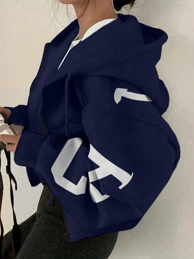 Women's Relaxed Fit Long-Sleeve Zip-Up Sweatshirt