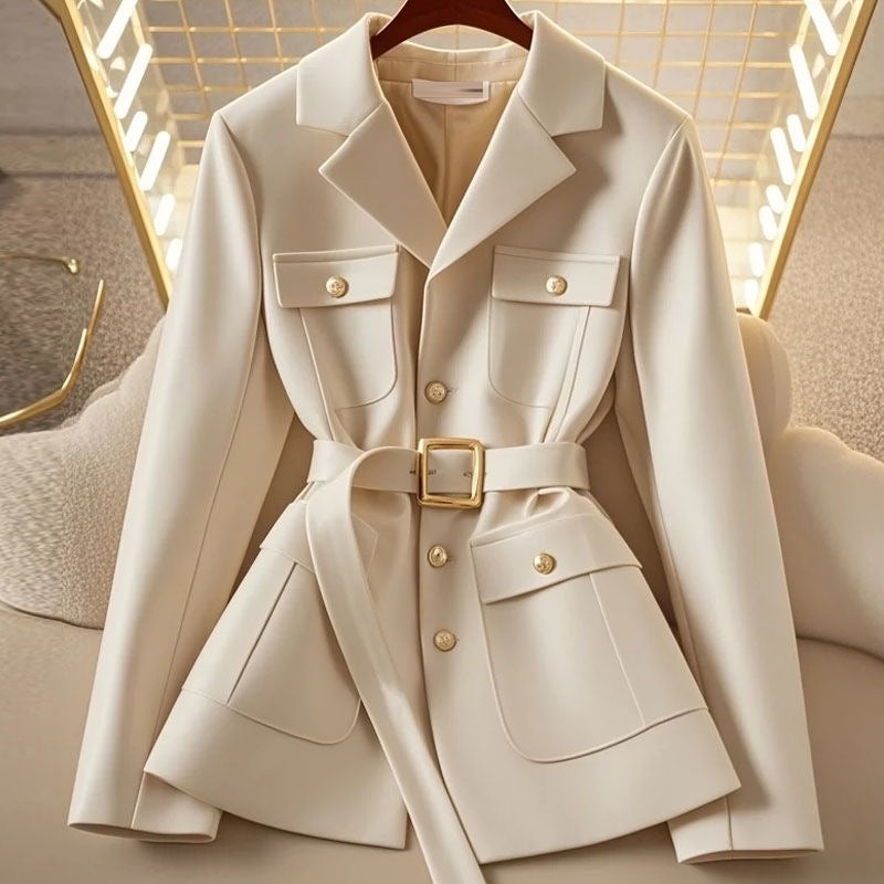 Women's Solid-Color Loose All-Match Cropped Waist-Cinching Coat