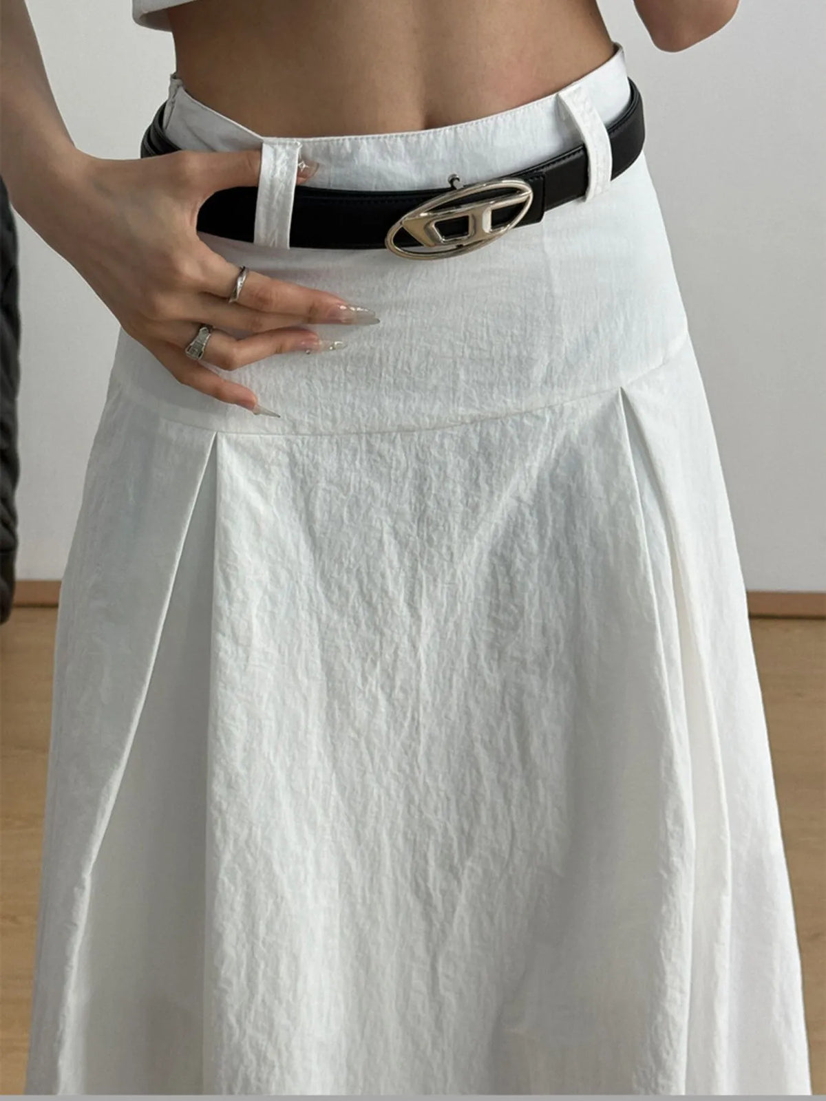 High Waist A-Line Maxi Skirt