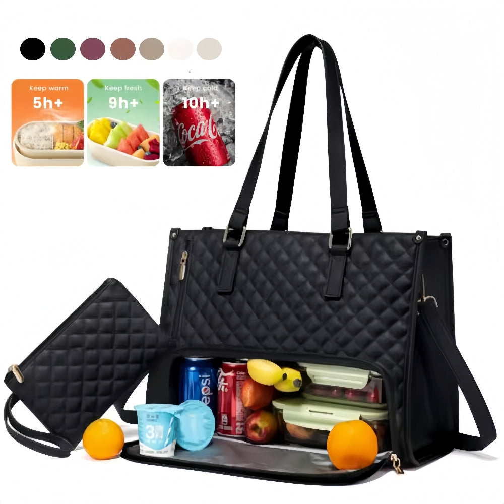 Women's Quilted Insulated Lunch Tote Bags