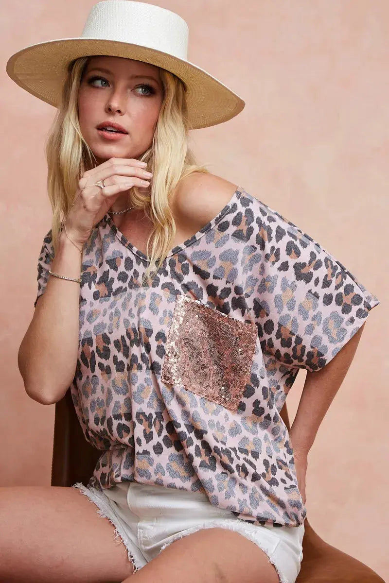 T-Shirt - Leopard Print - Women's Casual Top
