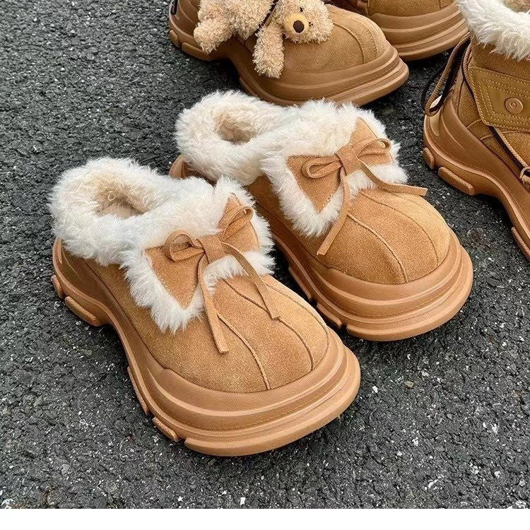 Women's Fur Integrated Platform Snow Boots