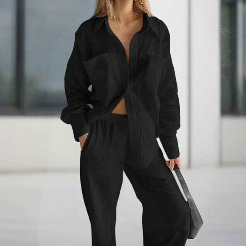 Conjunto de salón de color liso casual para mujer