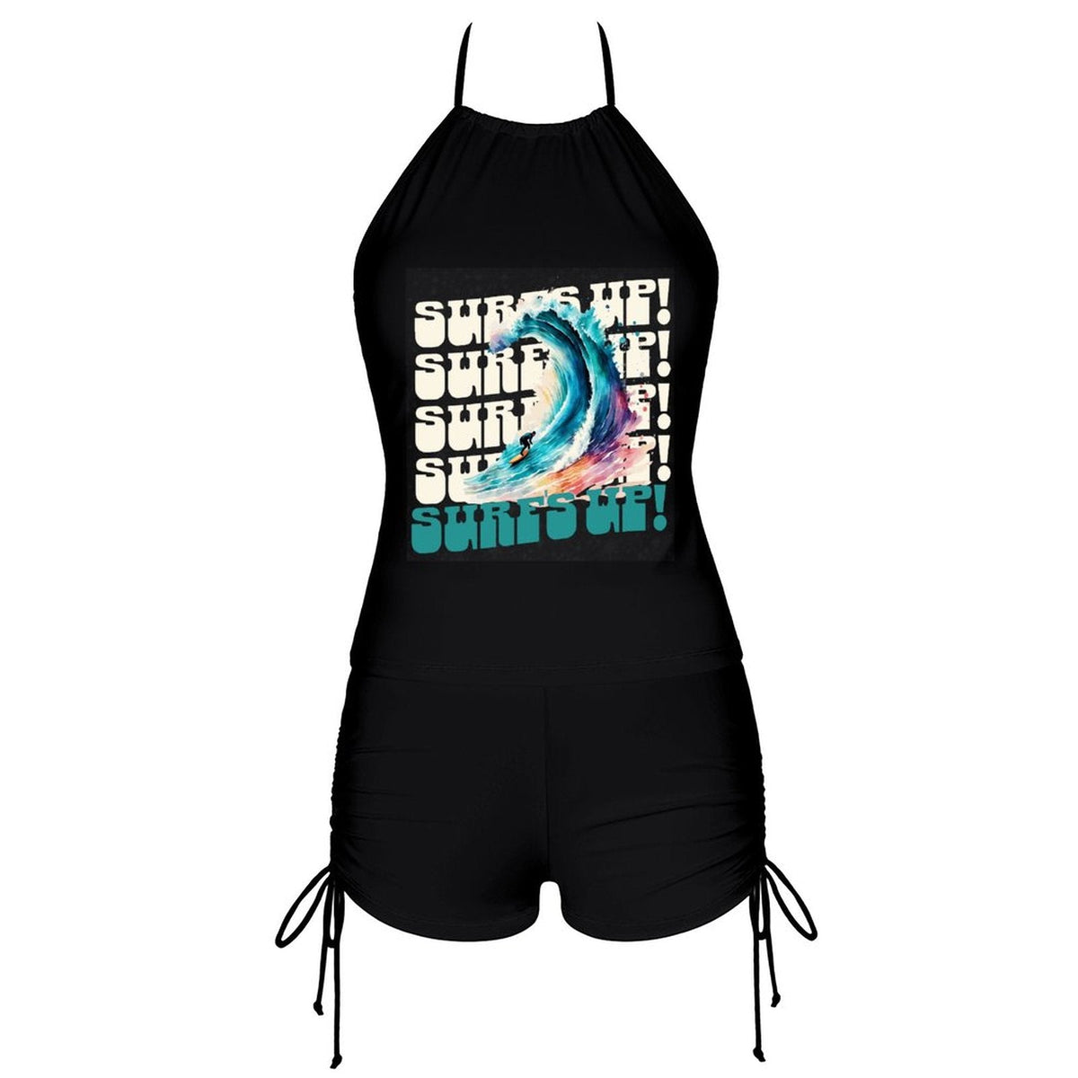 Surf's Up Tankini Swimsuit with Shorts for Women (Front Printing)