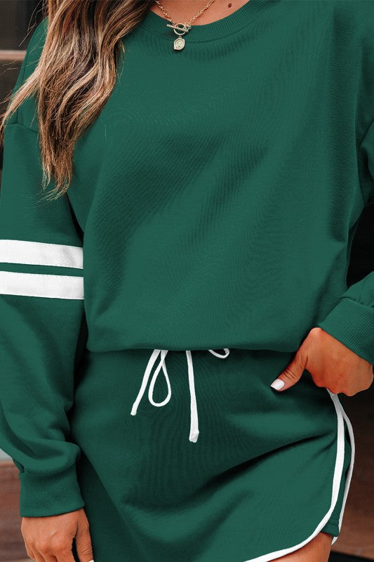 Conjunto de jersey y minifalda Varsity Stripe