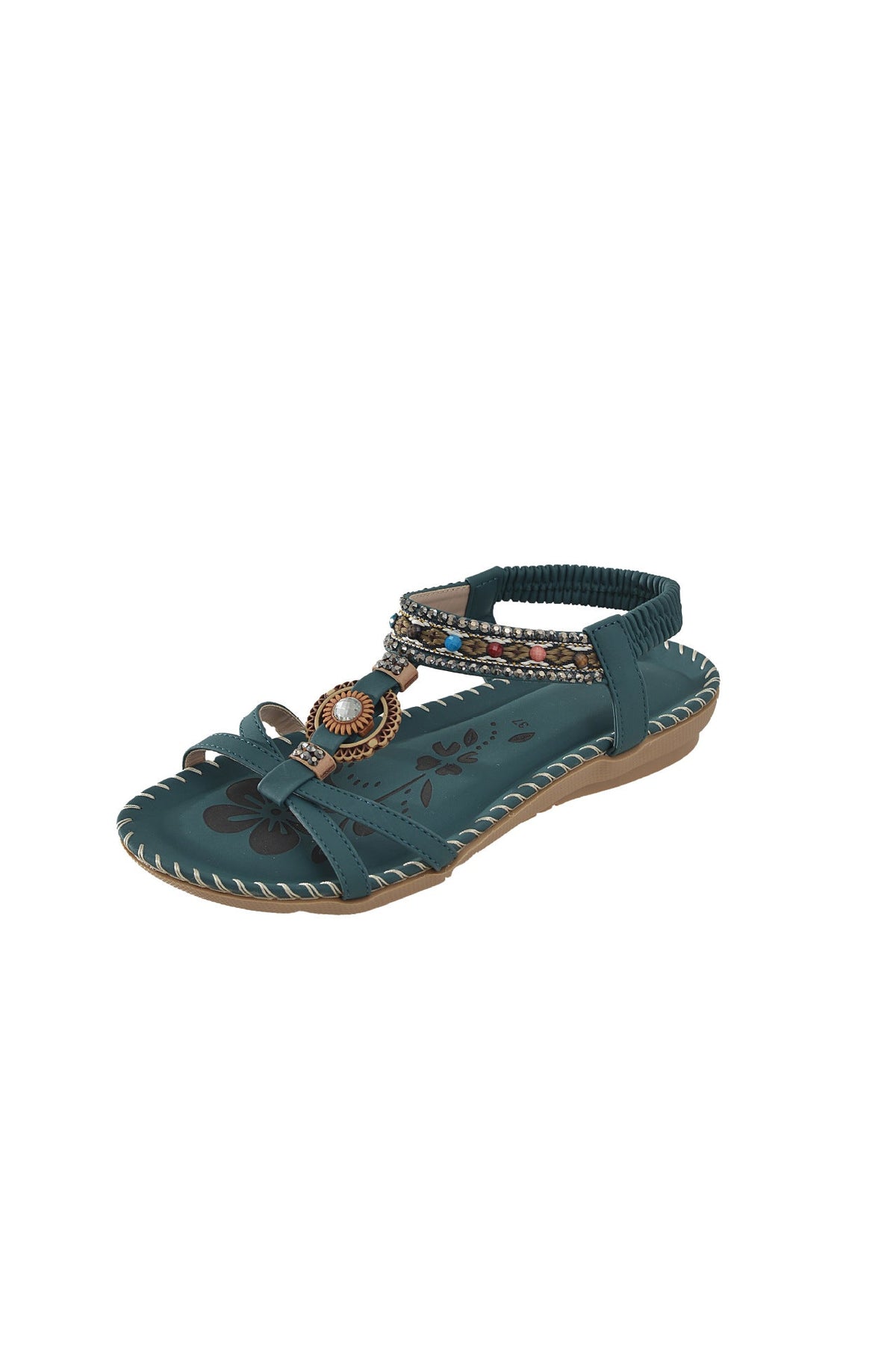 Beach Flat Handmade Beaded Rhinestone Sandals