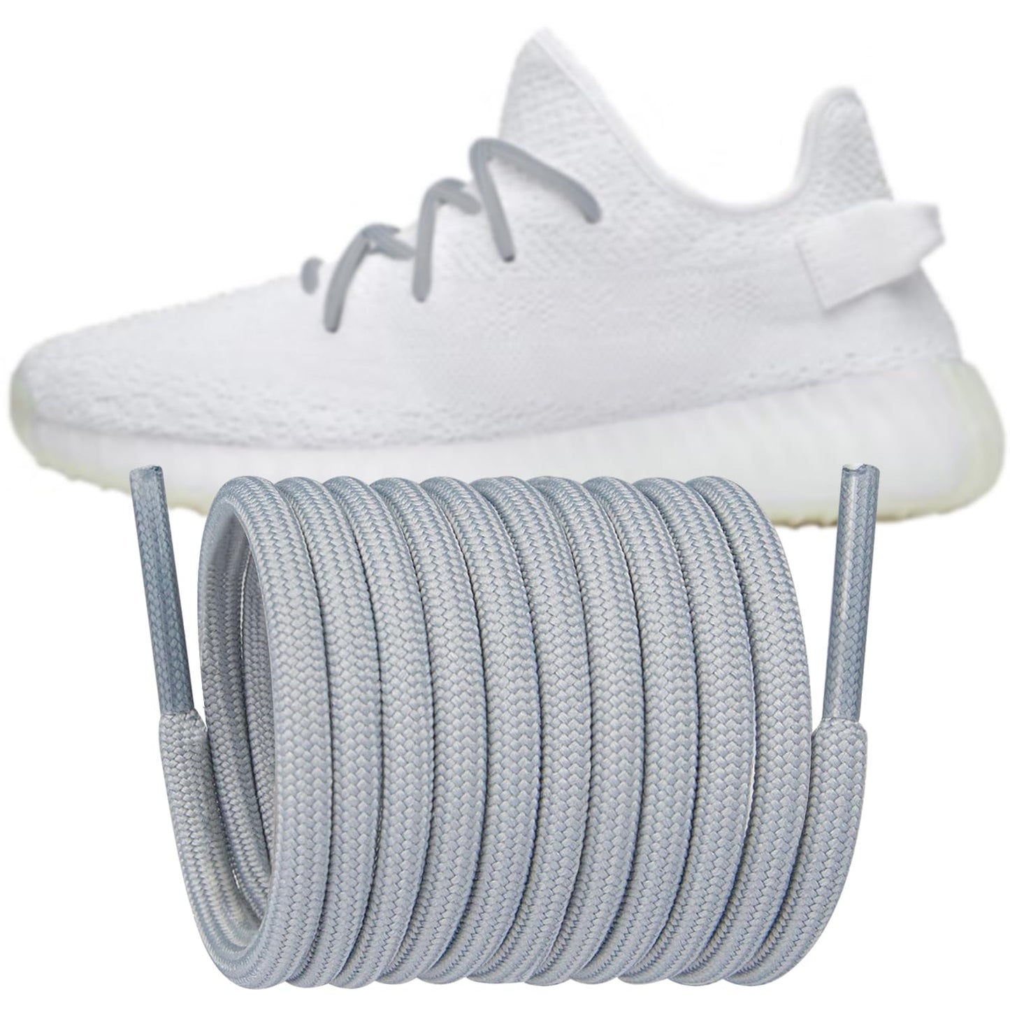 Endoto Shoelaces Replacement Round Laces for Adidas Yeezy Boost 350 V1/V2 380 500/500 HIGH 700 750 950 Sneaker Shoes(Color:GraySize:32Inch)