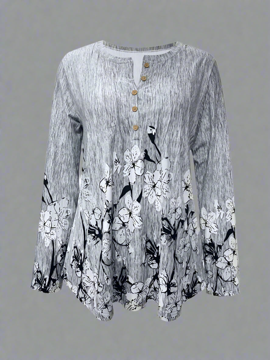 Camiseta informal de manga larga estampada para mujer