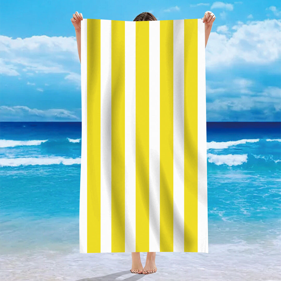Single-sided Velvet Personalized Striped Pattern Microfiber Beach Bath Towel