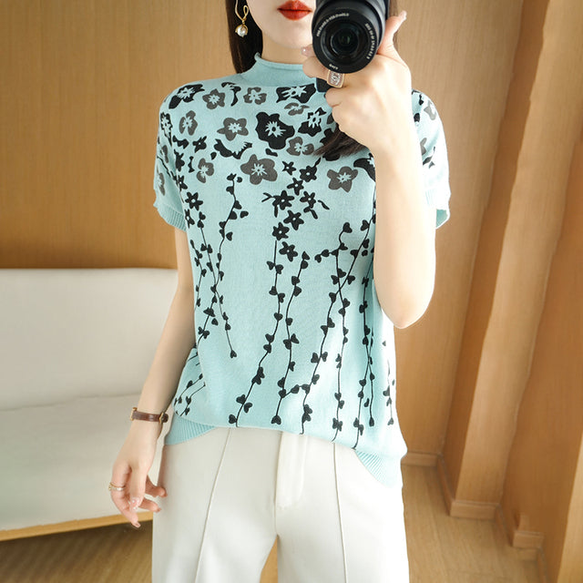 Women's 100% Cotton Floral Basic T-Shirt