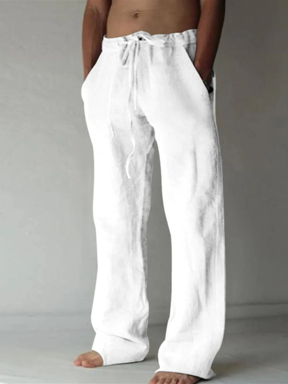 Pantalones de hombre de talla grande con cordón y corte holgado