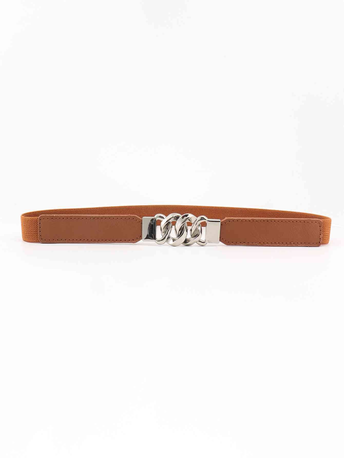 ElegantStyle Zinc Alloy Buckle Elastic PU Belt – Versatile and Stylish Accessory See size chart under “more details”