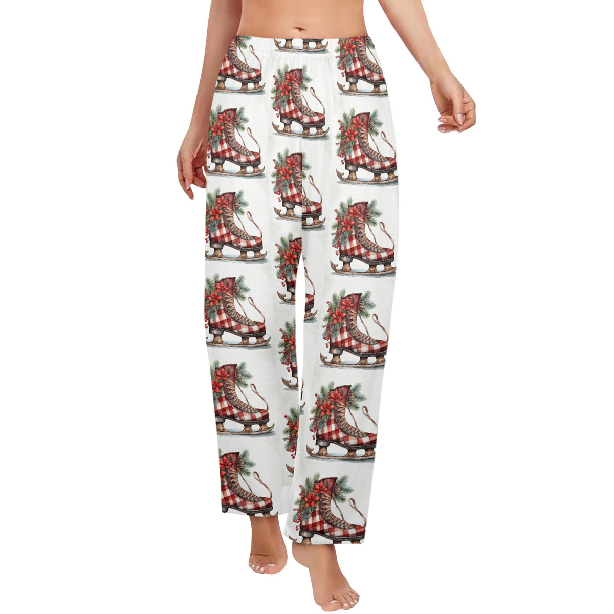 Women's Christmas Ice Skates Pajamas without Pockets (Made in USA)