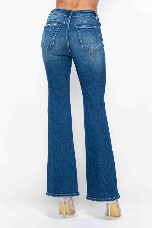 bytos Jeans Acampanados de Tiro Alto con Bolsillos