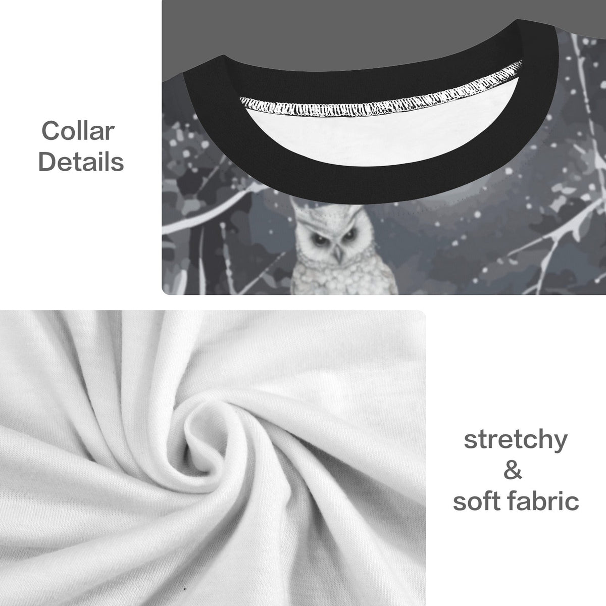Men's Wolf in Moonlit Forest All Over Print Ribbed Collar T-Shirt