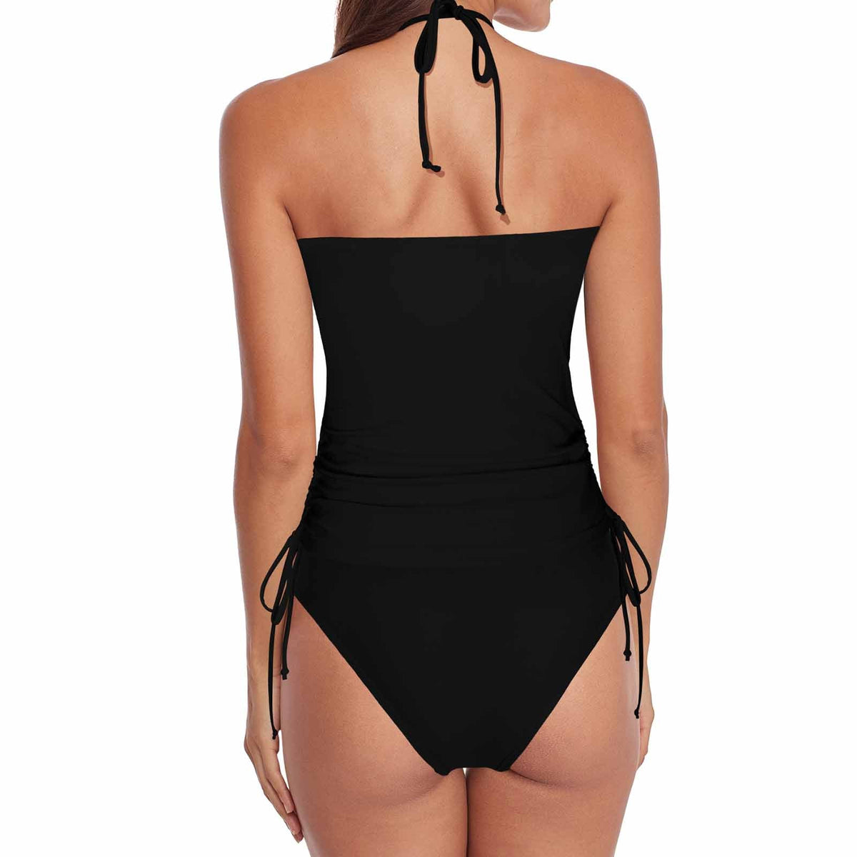 Flamingos in Vacay Mode Halter High Neck 2-Piece Swimsuit (Made in USA)
