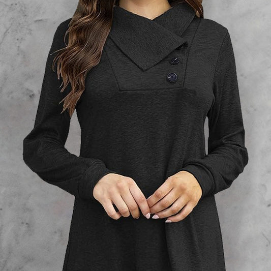 Camiseta con botones en la cintura, manga larga y cuello con capucha de moda para mujer