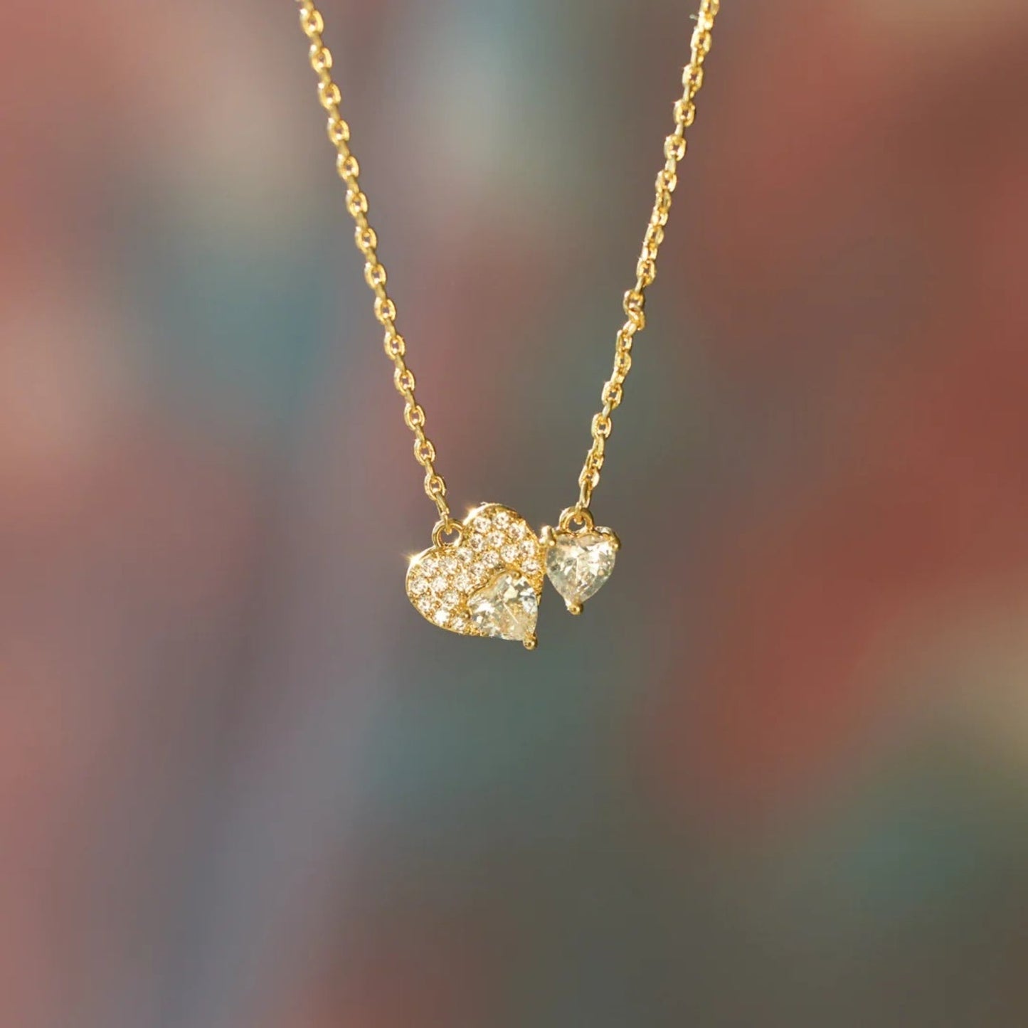 Collar de Corazón de Circones de Plata Fina 925 Bañado en Oro de 18K
