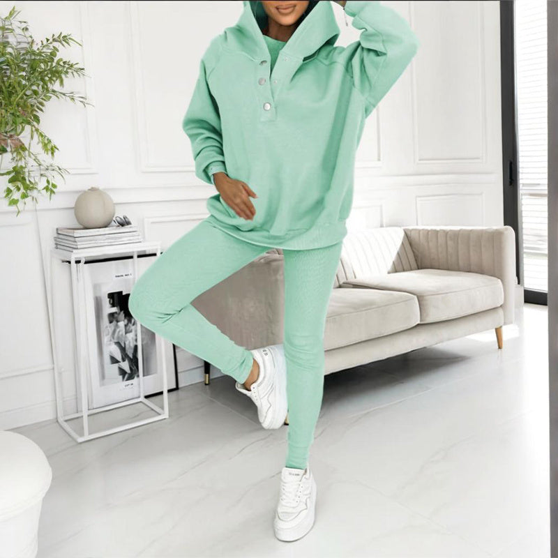 Conjunto de tres piezas de color liso para mujer