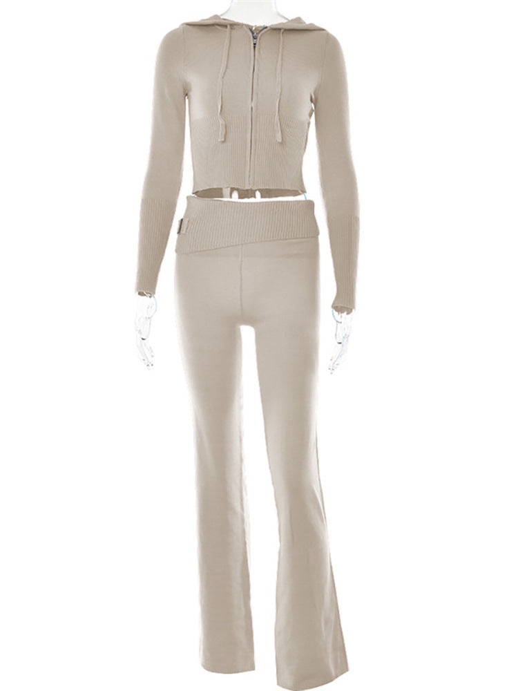 Conjunto de suéter de manga larga y pantalón largo de tiro alto