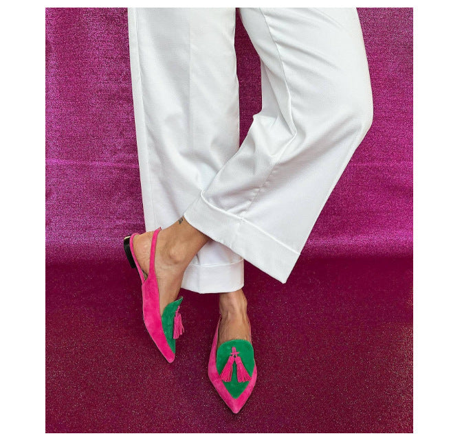 Women's Pointed Low-Heel Slingback Sandals