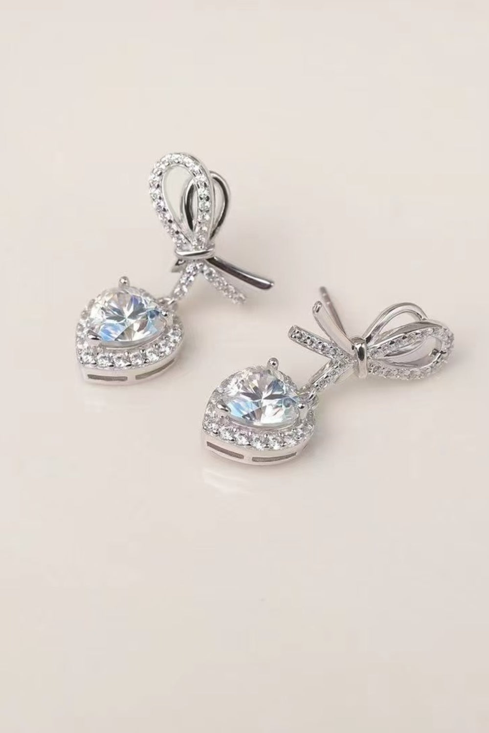 Pendientes de Corazón de Moissanita de 2 Quilates de Plata de Ley 925