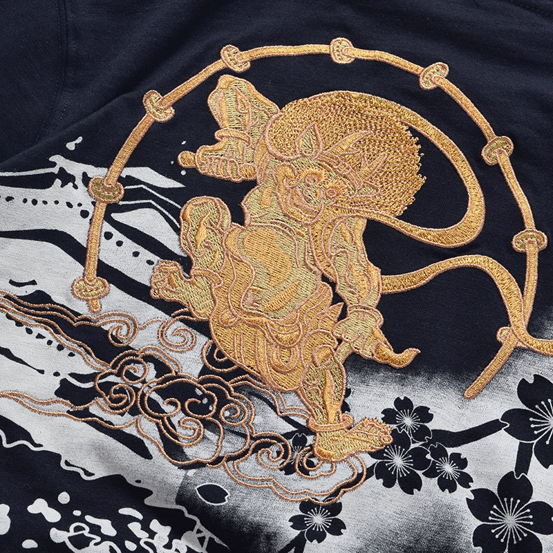 Men's Short Sleeve T-Shirt - Japanese Embroidered Design