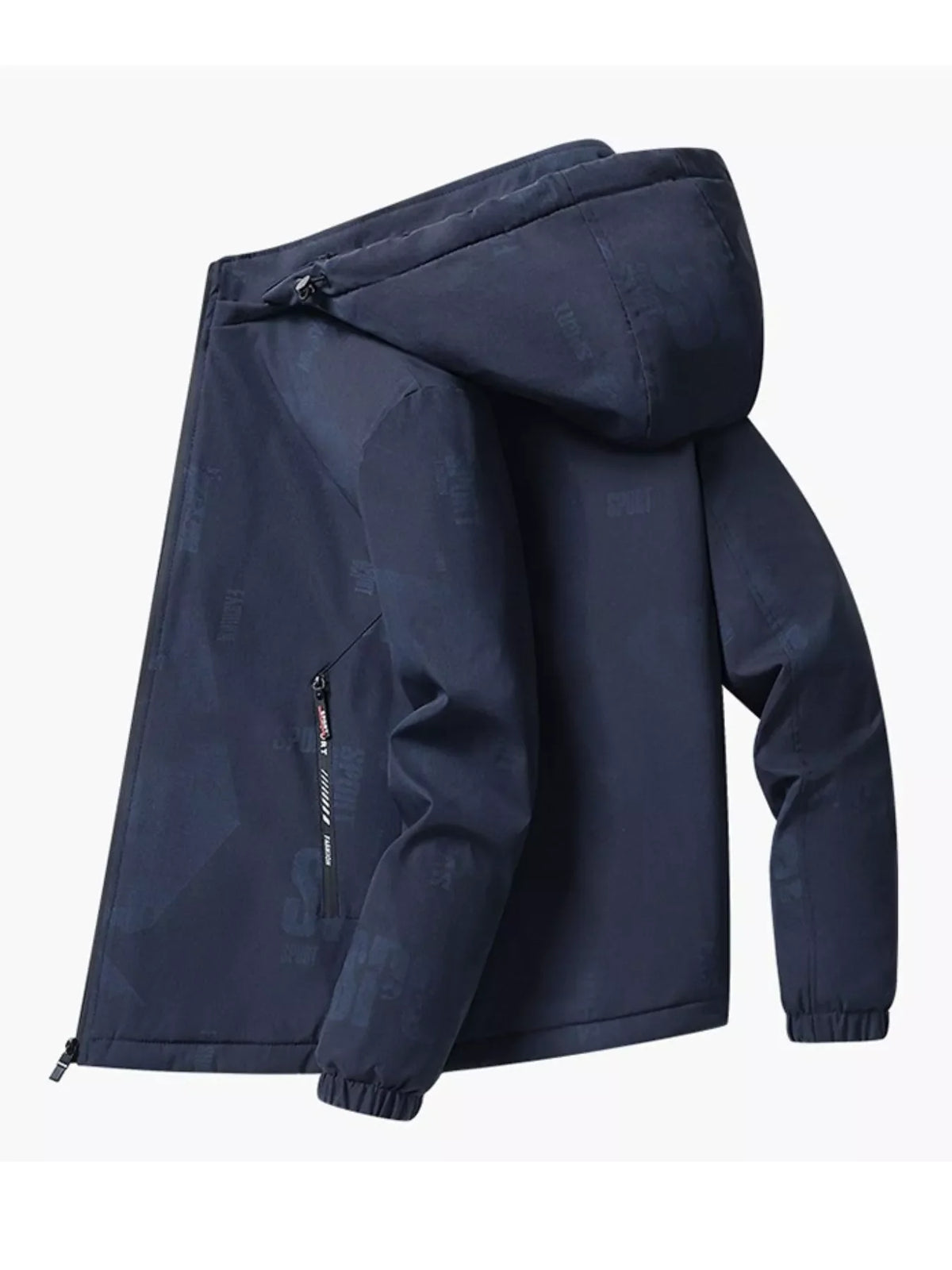 Men's Plus Size Zip Up Long Sleeve Hooded Jacket
