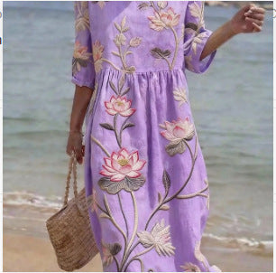Women's Casual Printed Temperament Long Dress