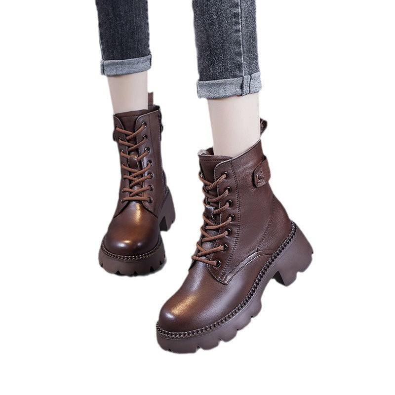 Women's Fleece-Lined Platform Martin Boots