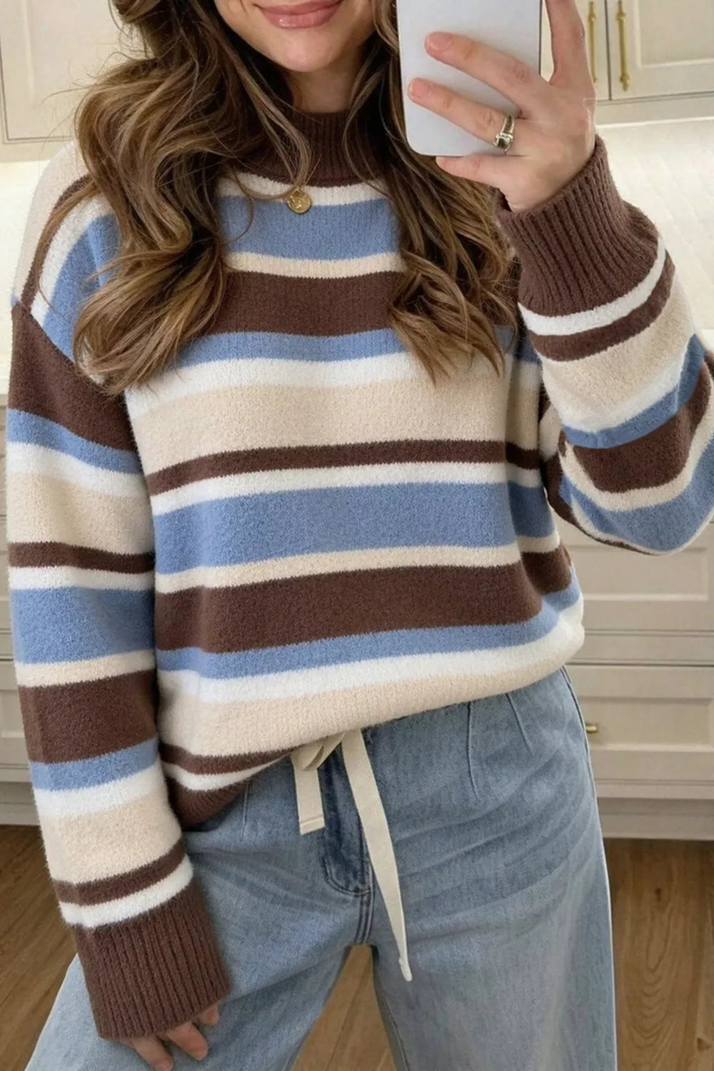 Striped Dropped Shoulder Sweater